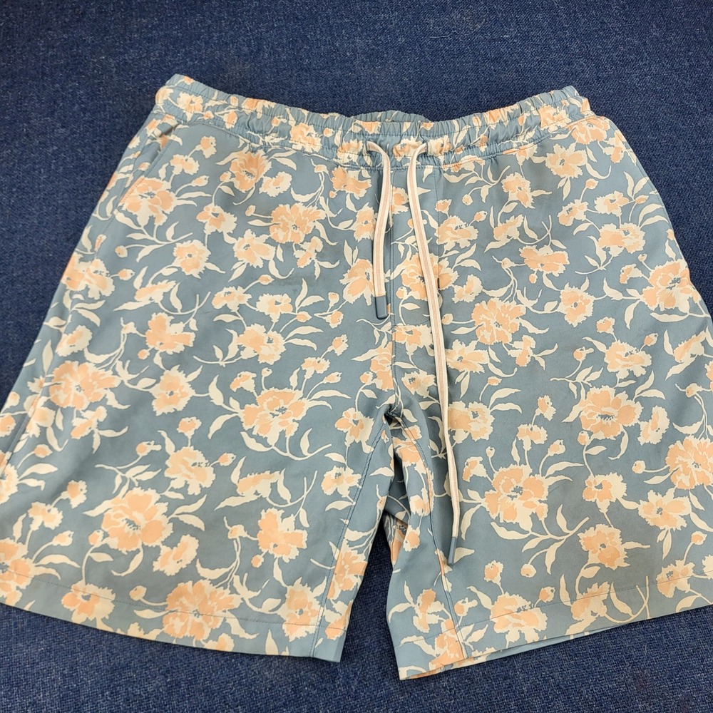 Faherty Shorelite Mens Blue Floral Performance Shorts Quick Dry Size M
